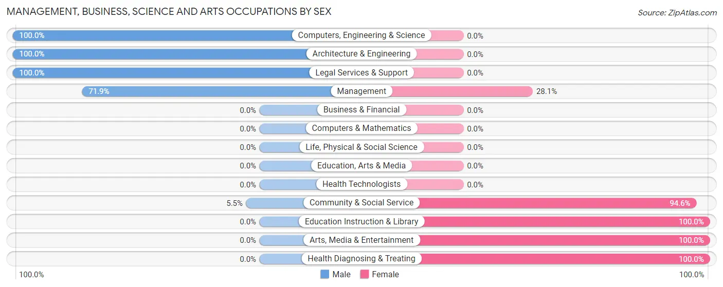 Management, Business, Science and Arts Occupations by Sex in Zip Code 31824