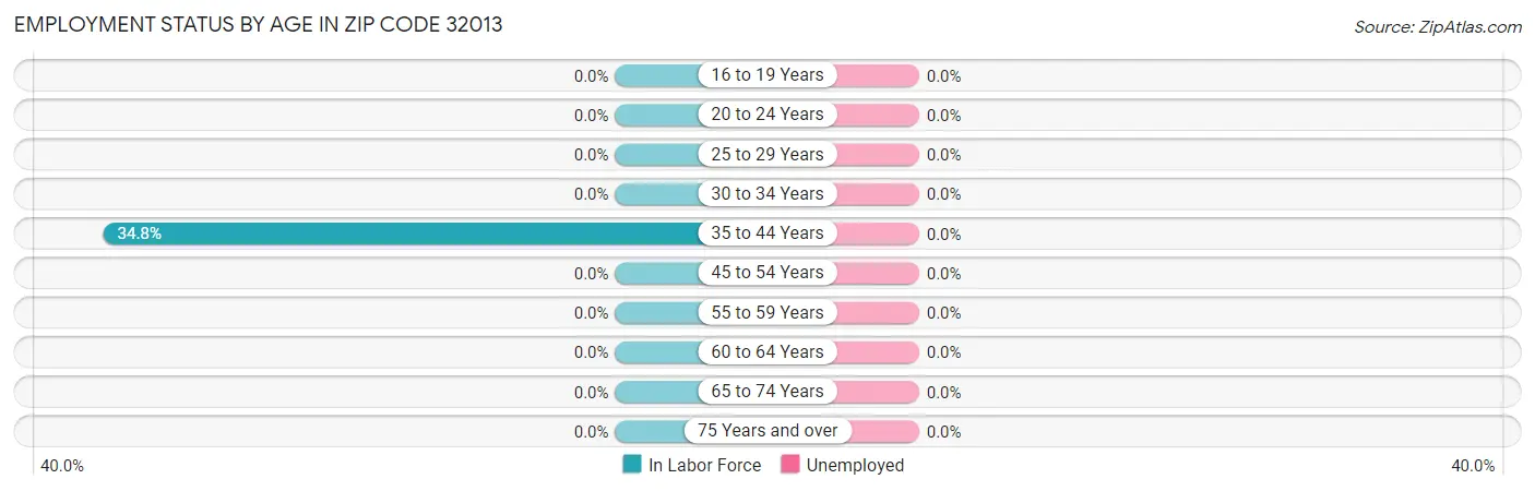 Employment Status by Age in Zip Code 32013