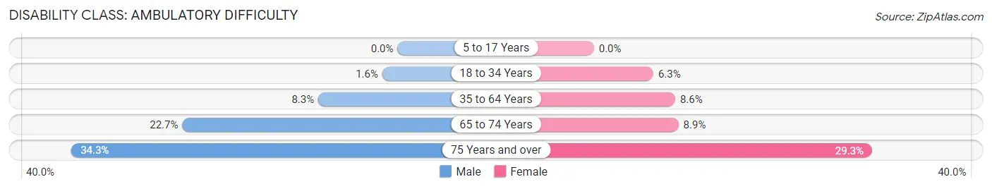 Disability in Zip Code 32024: <span>Ambulatory Difficulty</span>