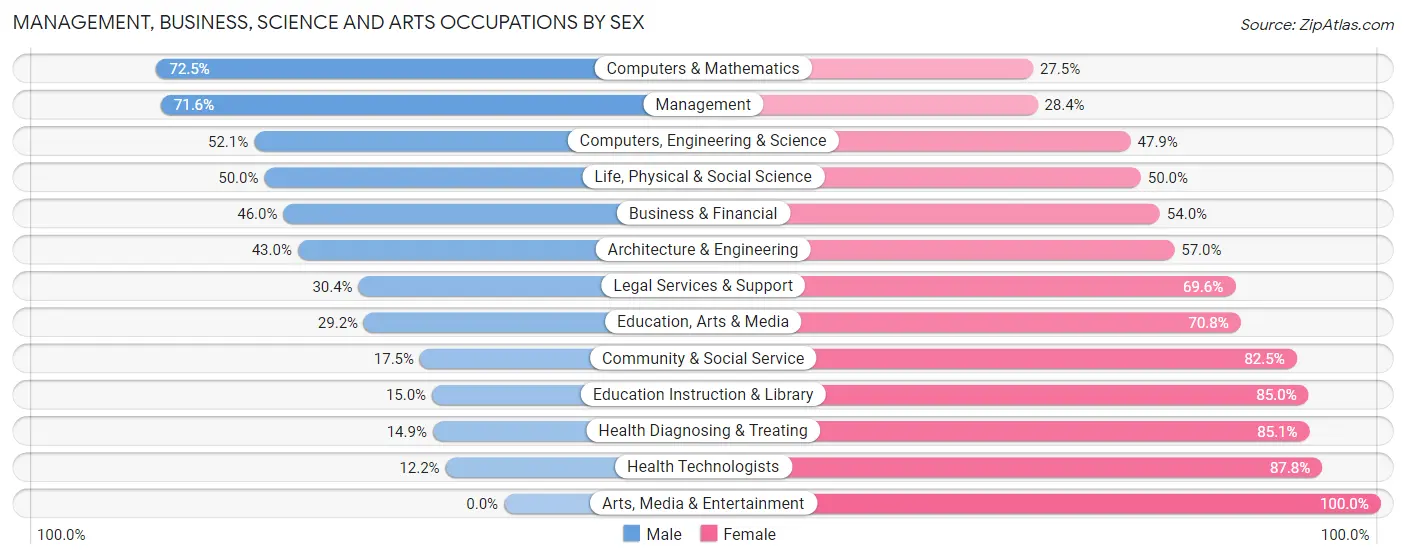 Management, Business, Science and Arts Occupations by Sex in Zip Code 32025