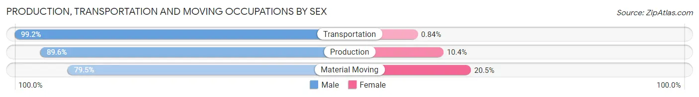 Production, Transportation and Moving Occupations by Sex in Zip Code 32025