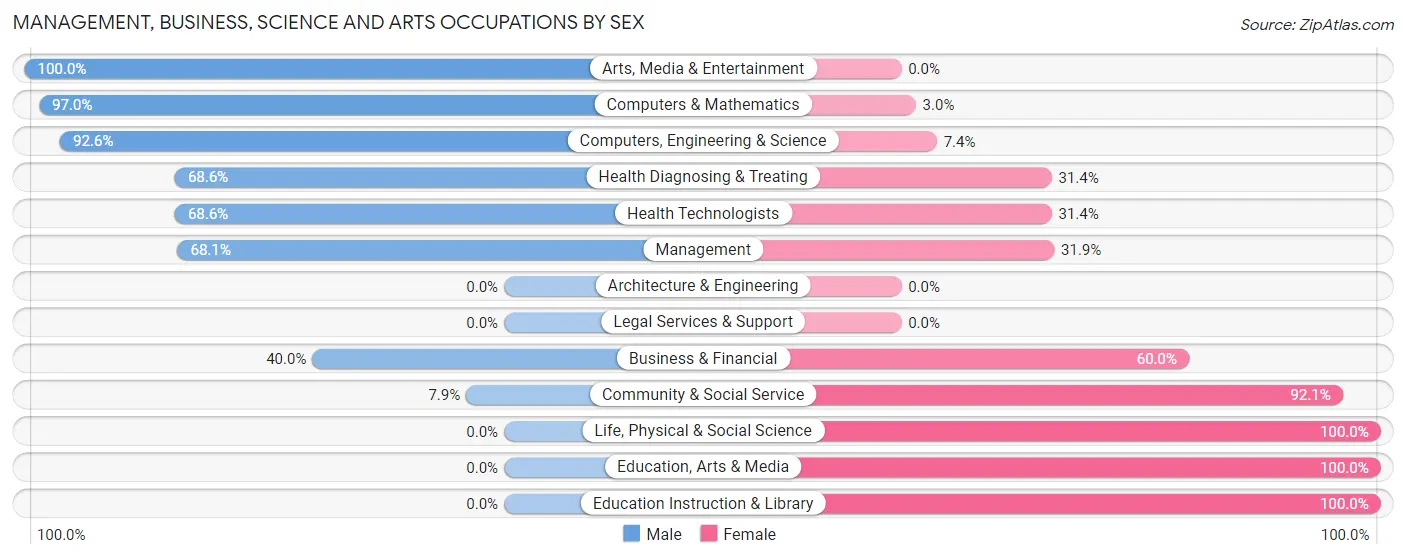 Management, Business, Science and Arts Occupations by Sex in Zip Code 32033