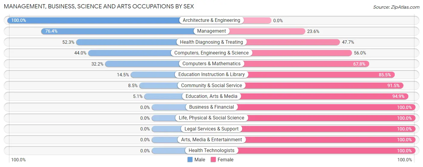 Management, Business, Science and Arts Occupations by Sex in Zip Code 32046