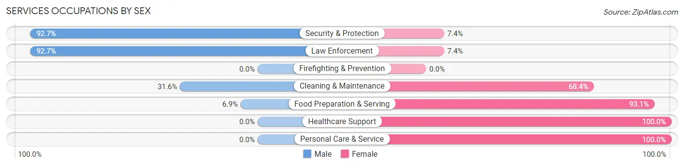 Services Occupations by Sex in Zip Code 32052