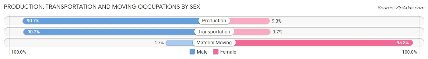 Production, Transportation and Moving Occupations by Sex in Zip Code 32058