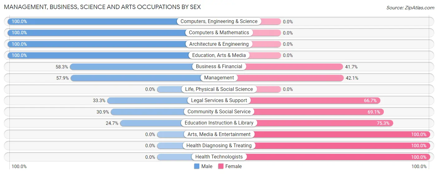 Management, Business, Science and Arts Occupations by Sex in Zip Code 32059
