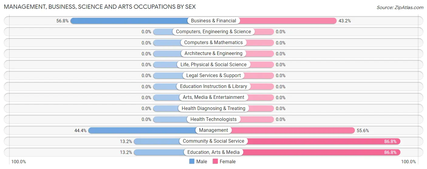 Management, Business, Science and Arts Occupations by Sex in Zip Code 32062