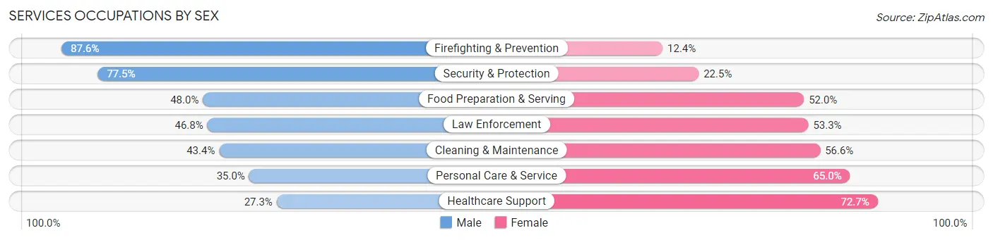 Services Occupations by Sex in Zip Code 32086
