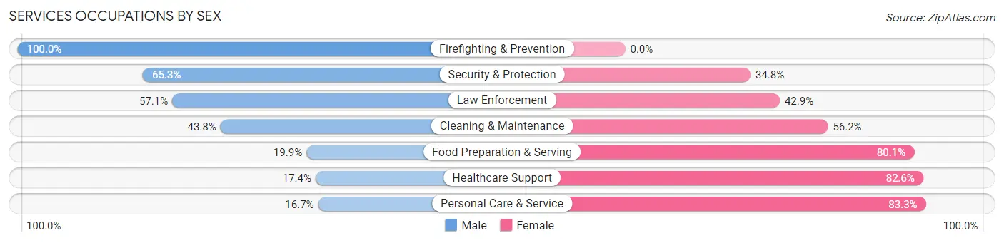 Services Occupations by Sex in Zip Code 32091