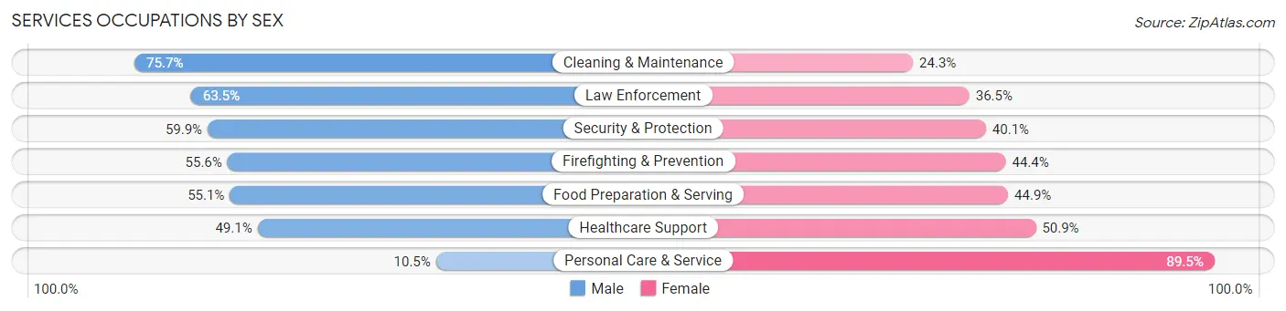 Services Occupations by Sex in Zip Code 32097