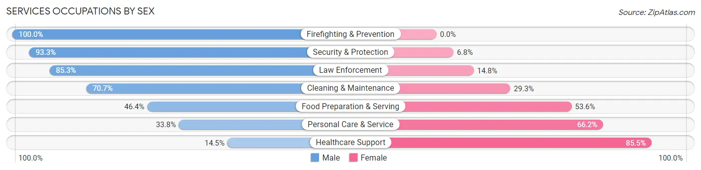 Services Occupations by Sex in Zip Code 32127