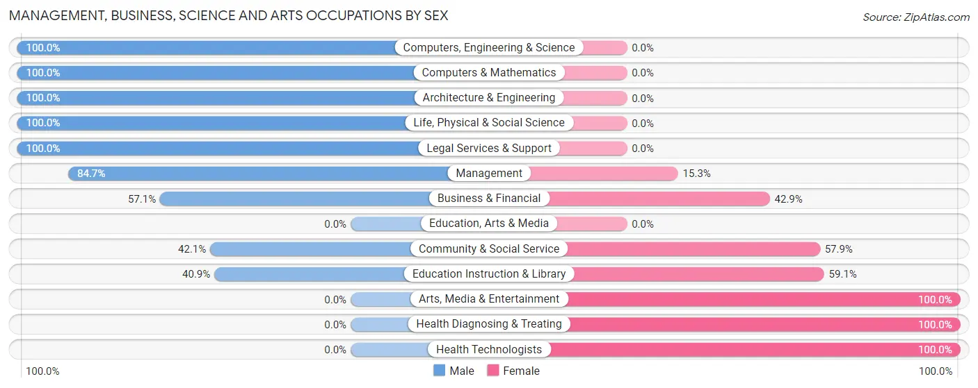 Management, Business, Science and Arts Occupations by Sex in Zip Code 32130