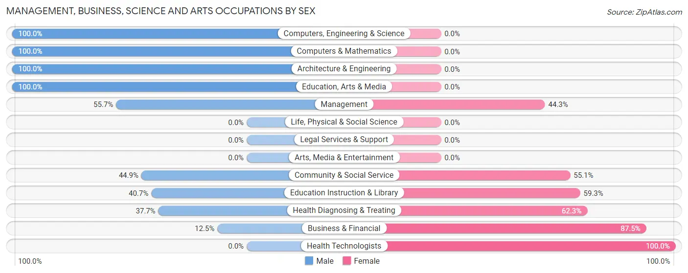 Management, Business, Science and Arts Occupations by Sex in Zip Code 32131