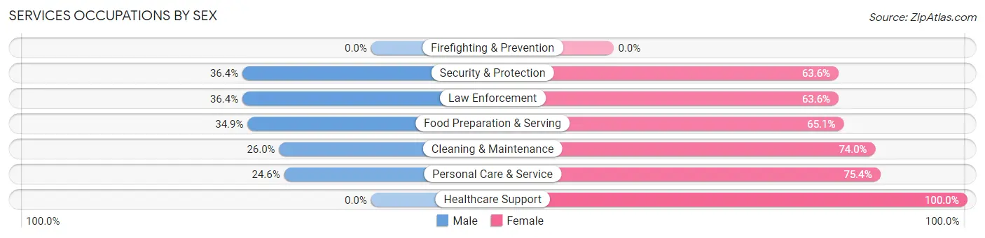 Services Occupations by Sex in Zip Code 32134