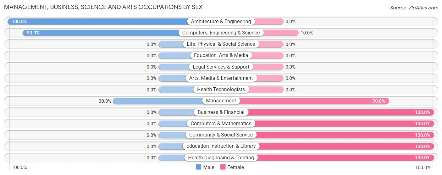 Management, Business, Science and Arts Occupations by Sex in Zip Code 32140