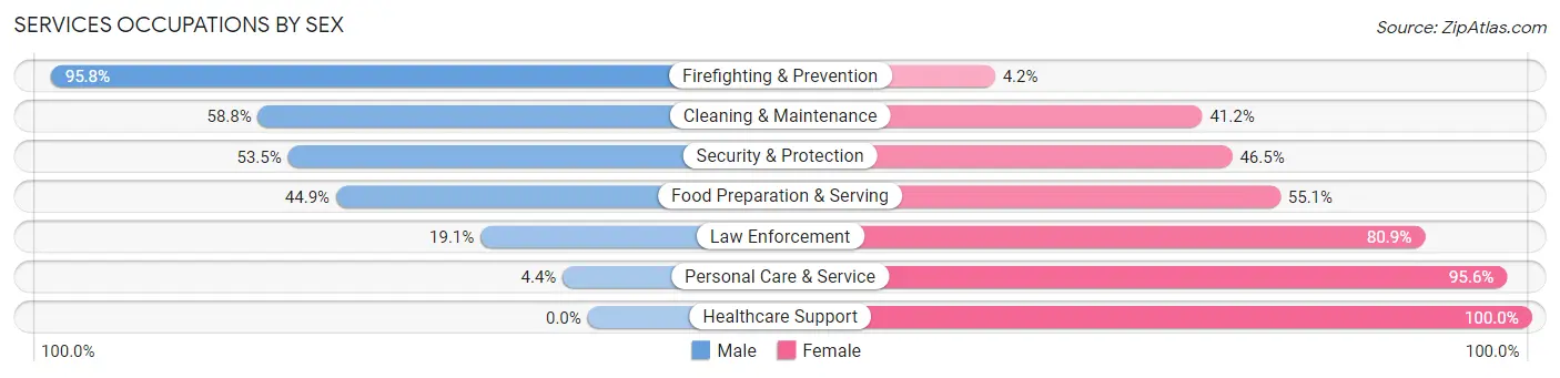 Services Occupations by Sex in Zip Code 32141