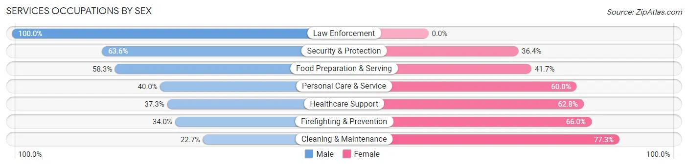 Services Occupations by Sex in Zip Code 32148