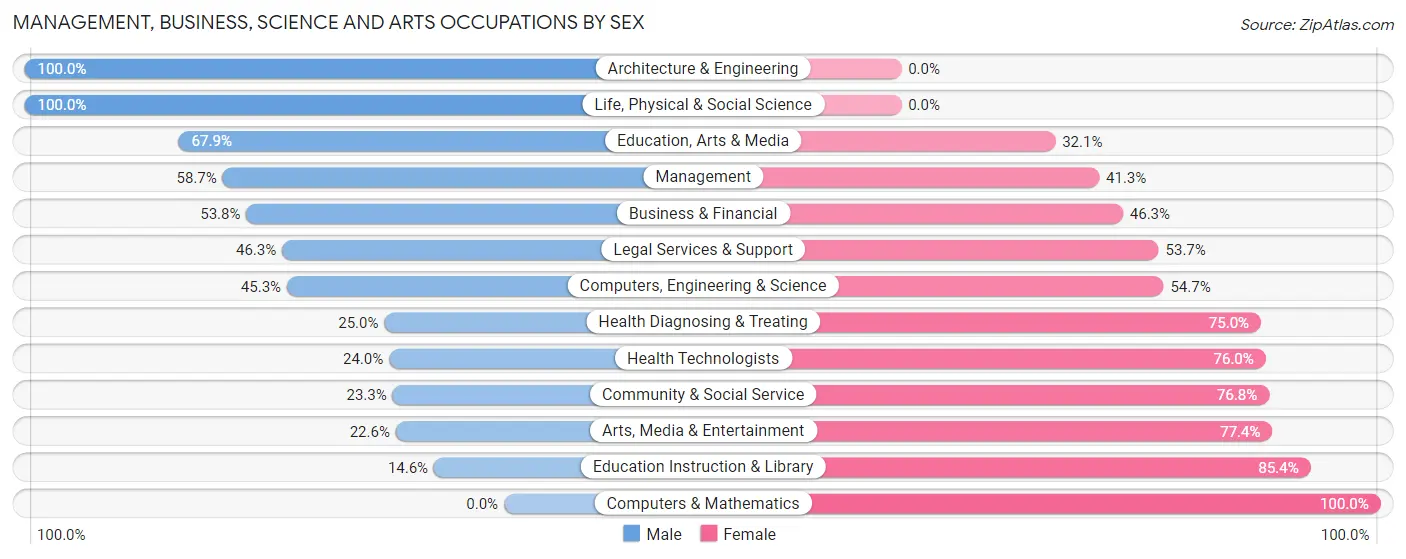 Management, Business, Science and Arts Occupations by Sex in Zip Code 32177