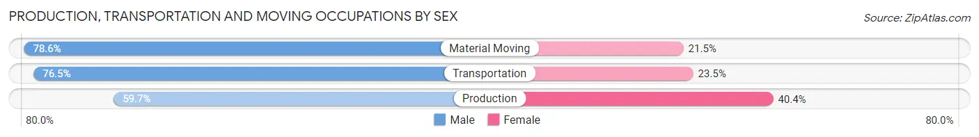 Production, Transportation and Moving Occupations by Sex in Zip Code 32205