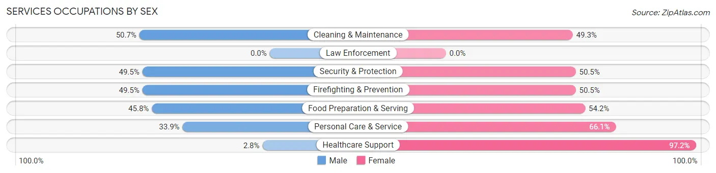 Services Occupations by Sex in Zip Code 32206