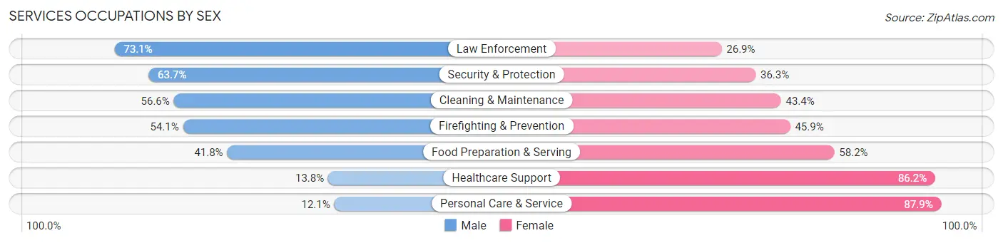 Services Occupations by Sex in Zip Code 32208