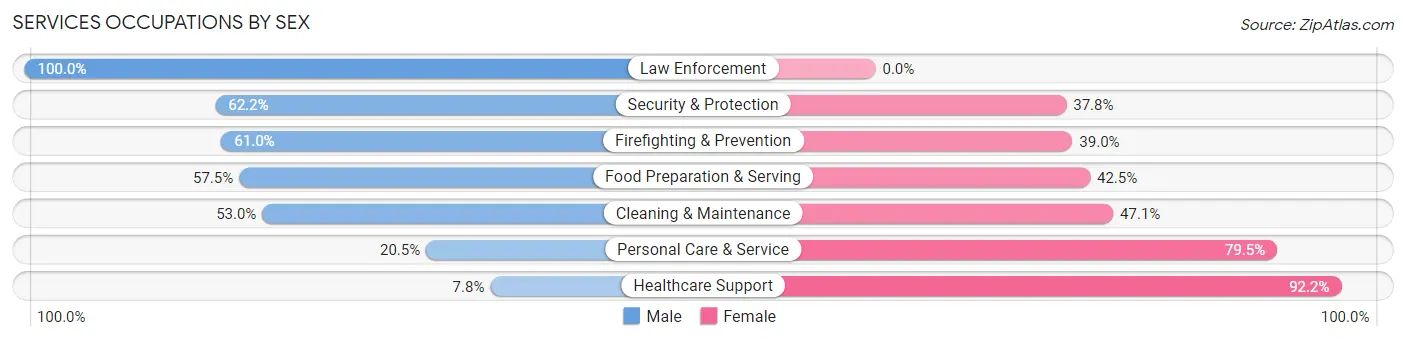 Services Occupations by Sex in Zip Code 32211