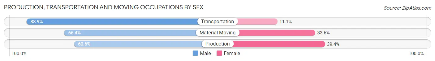 Production, Transportation and Moving Occupations by Sex in Zip Code 32218