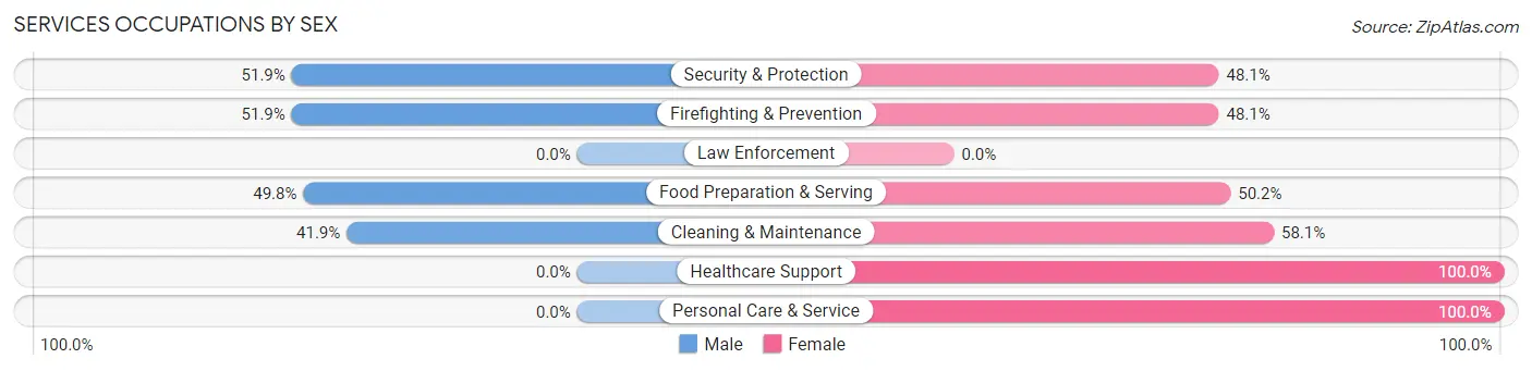 Services Occupations by Sex in Zip Code 32220