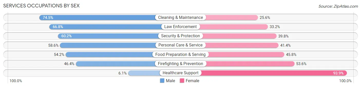 Services Occupations by Sex in Zip Code 32303
