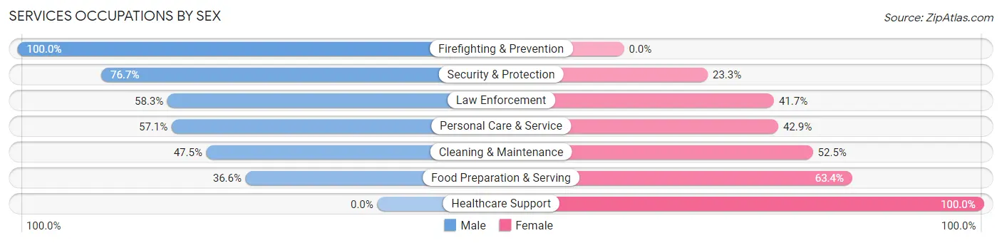 Services Occupations by Sex in Zip Code 32320