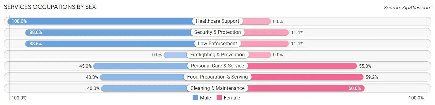 Services Occupations by Sex in Zip Code 32328