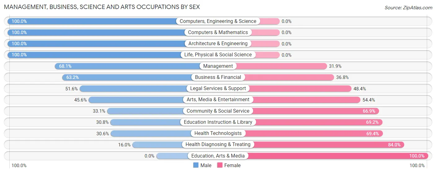 Management, Business, Science and Arts Occupations by Sex in Zip Code 32409