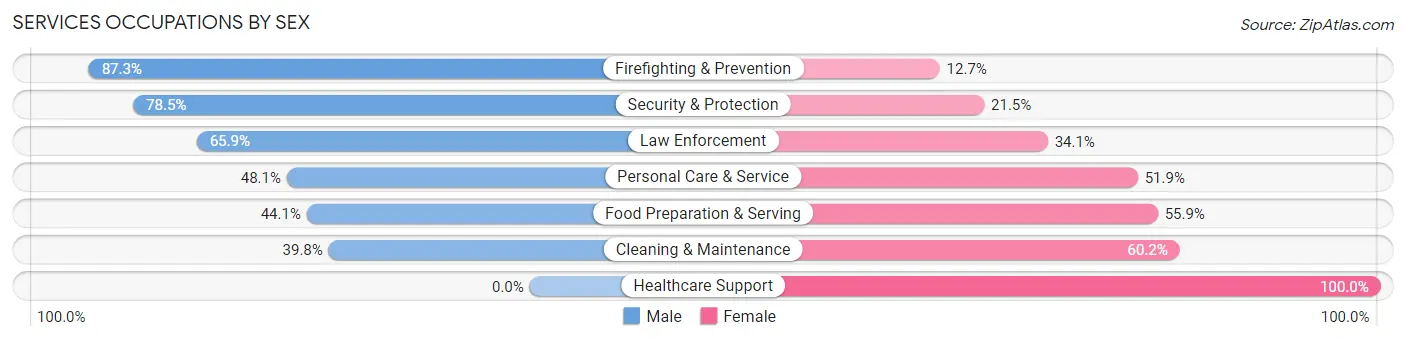 Services Occupations by Sex in Zip Code 32413