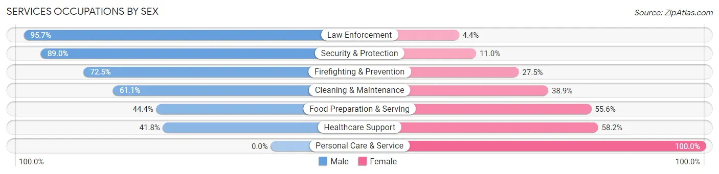 Services Occupations by Sex in Zip Code 32433