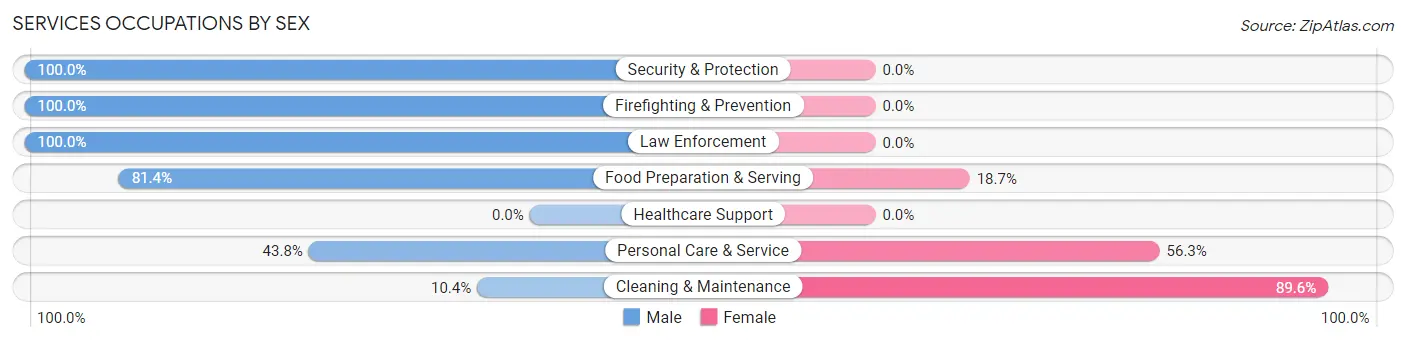 Services Occupations by Sex in Zip Code 32438