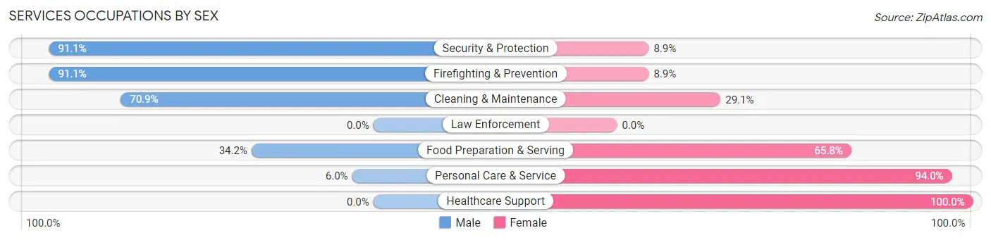Services Occupations by Sex in Zip Code 32569