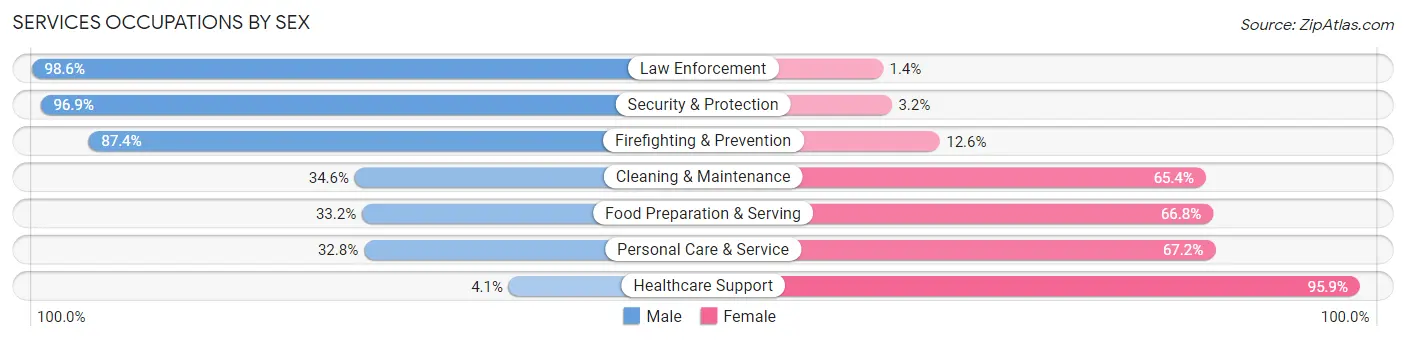 Services Occupations by Sex in Zip Code 32571