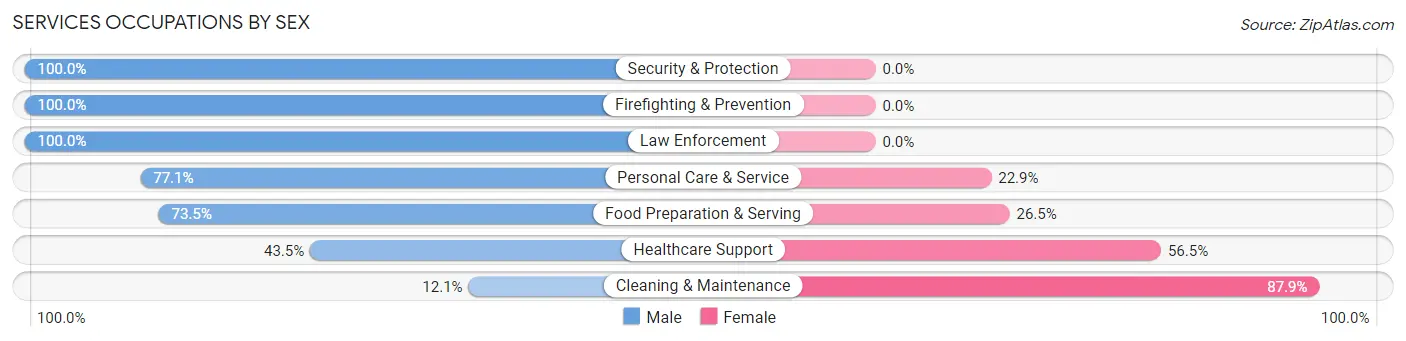 Services Occupations by Sex in Zip Code 32577