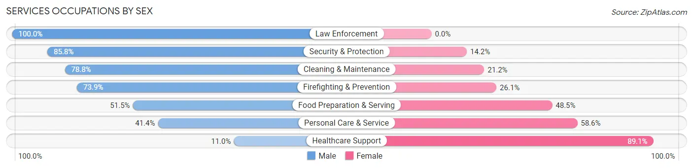 Services Occupations by Sex in Zip Code 32578