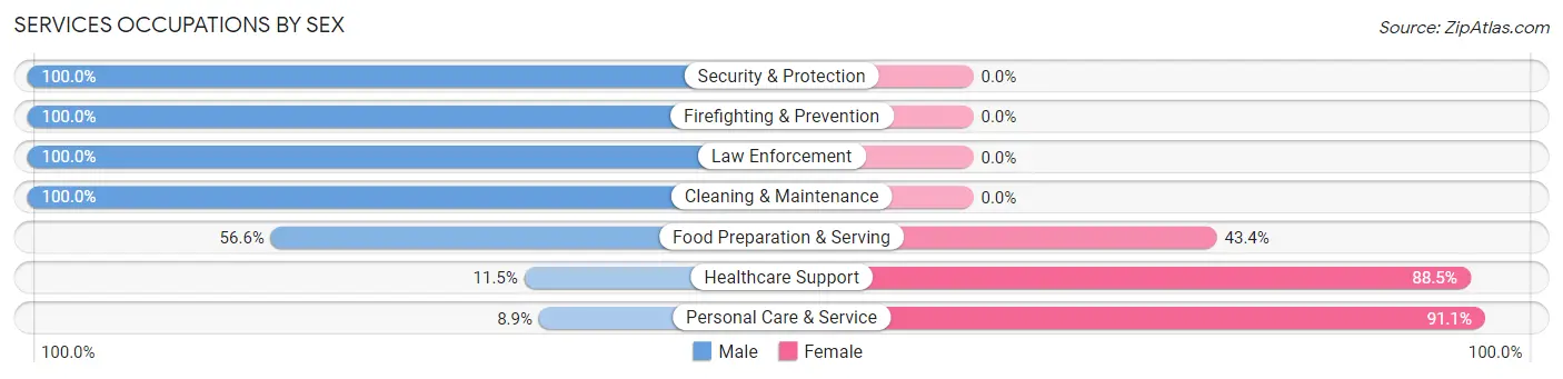 Services Occupations by Sex in Zip Code 32606