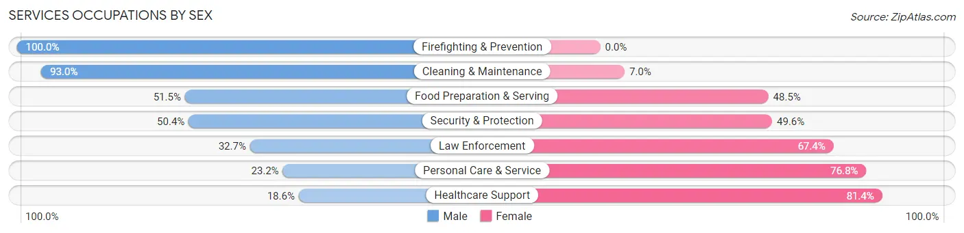 Services Occupations by Sex in Zip Code 32607