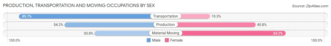 Production, Transportation and Moving Occupations by Sex in Zip Code 32617