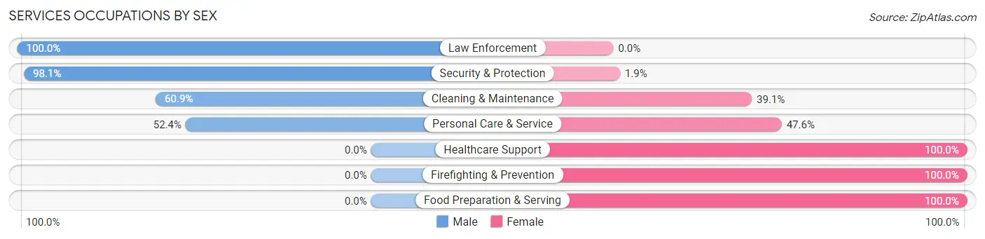Services Occupations by Sex in Zip Code 32618