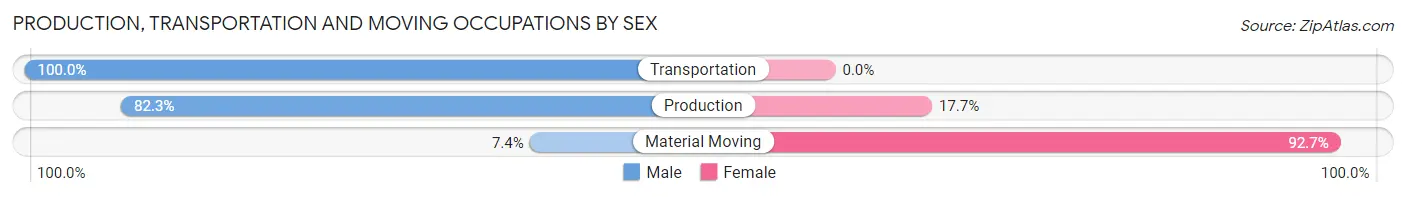Production, Transportation and Moving Occupations by Sex in Zip Code 32619