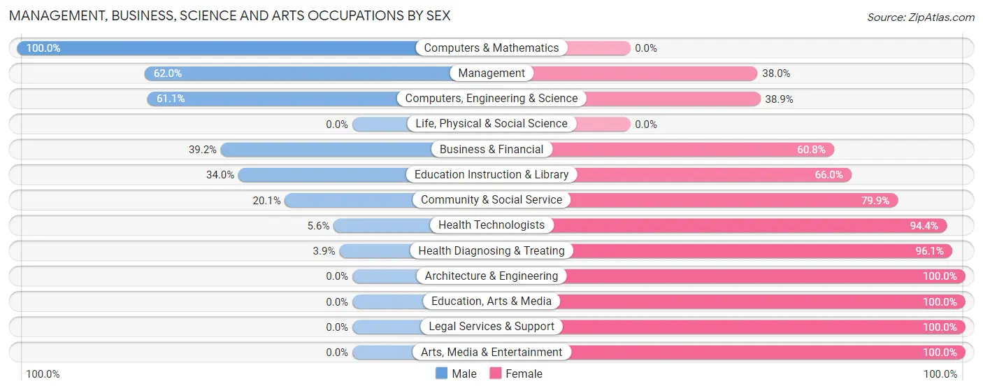 Management, Business, Science and Arts Occupations by Sex in Zip Code 32626