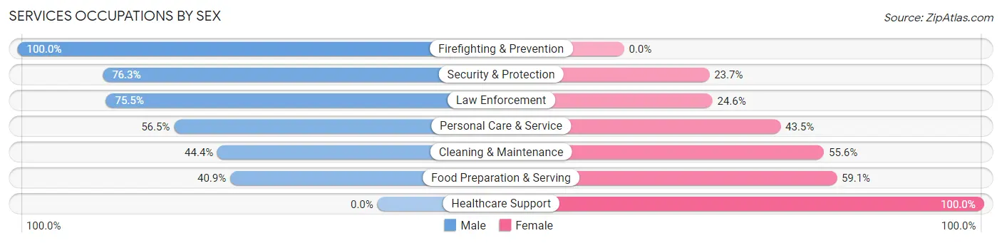Services Occupations by Sex in Zip Code 32628