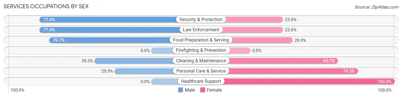 Services Occupations by Sex in Zip Code 32641
