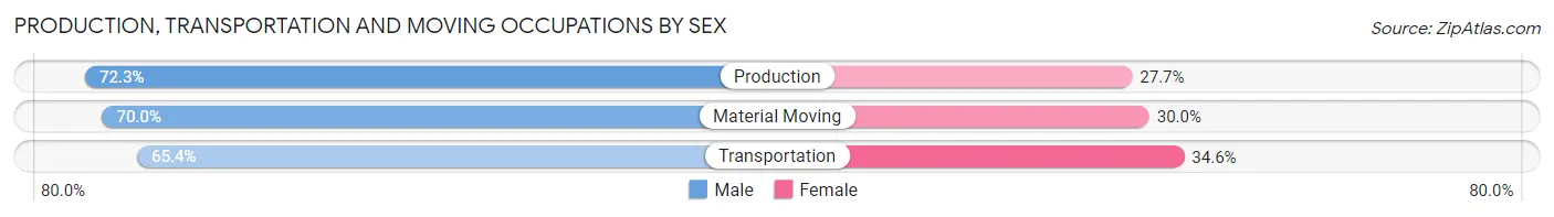 Production, Transportation and Moving Occupations by Sex in Zip Code 32653