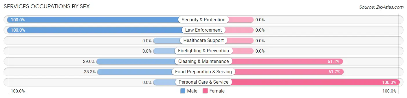Services Occupations by Sex in Zip Code 32668