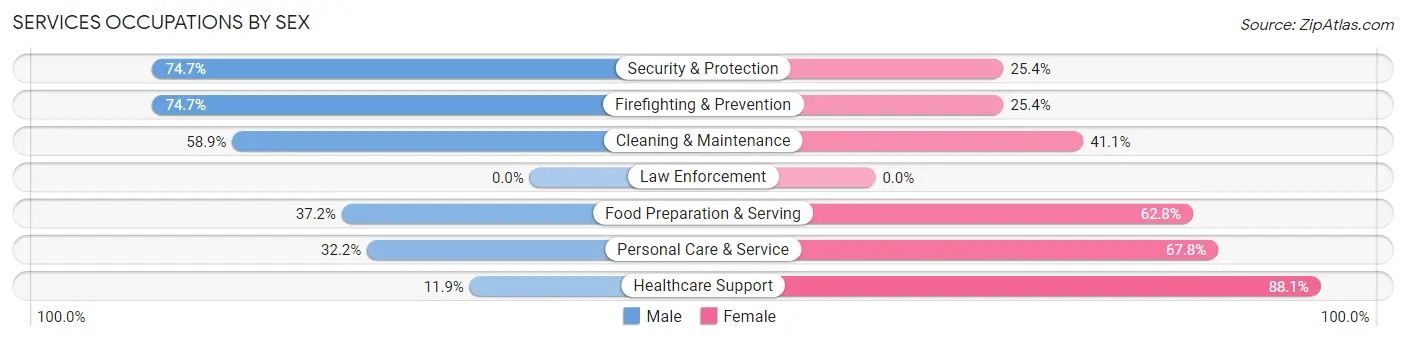 Services Occupations by Sex in Zip Code 32701